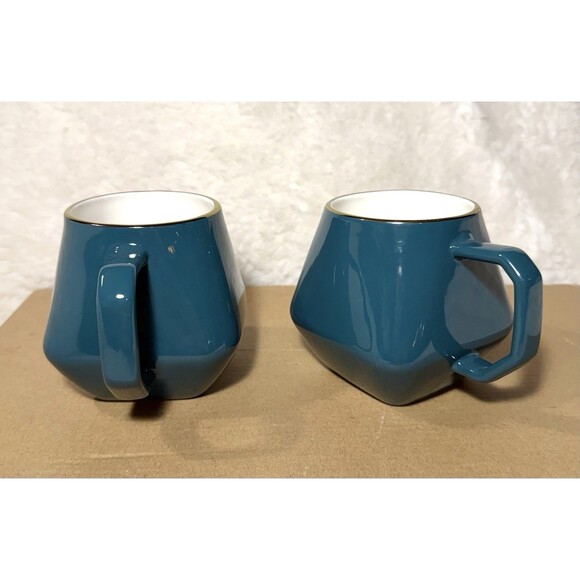 Set Of 2 - Threshold Geo Mug Garnet With Gold Rim 16 oz NEW - Picture 4 of 5